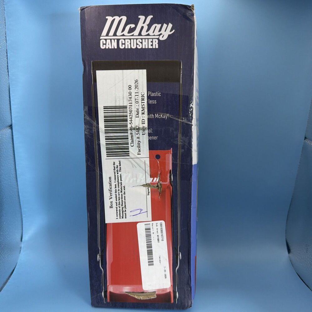 Mckay 16Oz Metal Can & Bottle Crusher, Heavy Duty Wall Mounted Smasher NIB